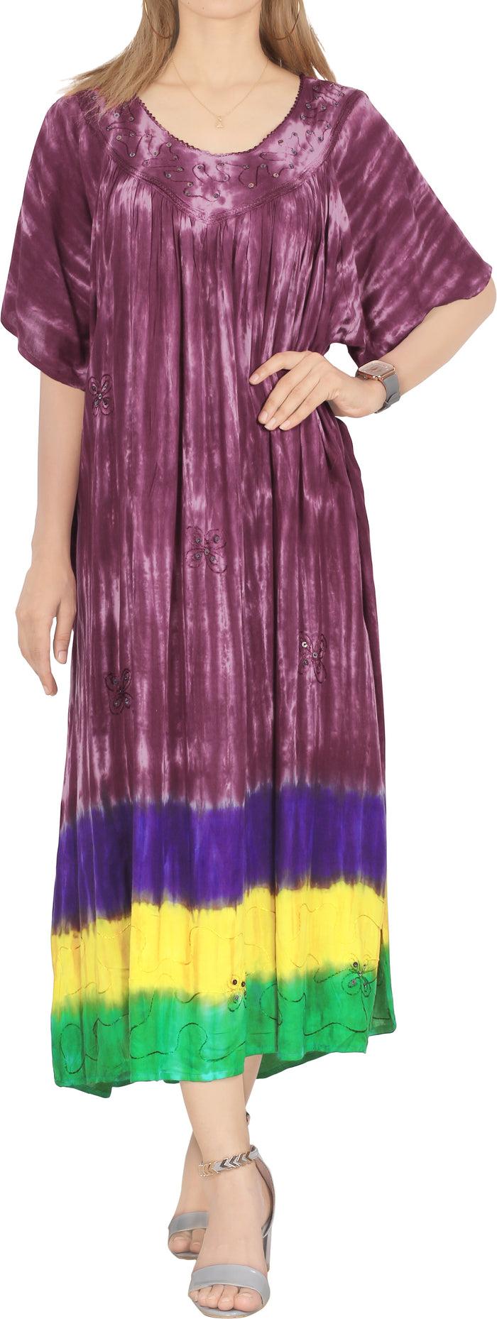 la leela LA LEELA Women's Beach Dress Casual Loose Swing Sundress US 14-24W Maroon_P603