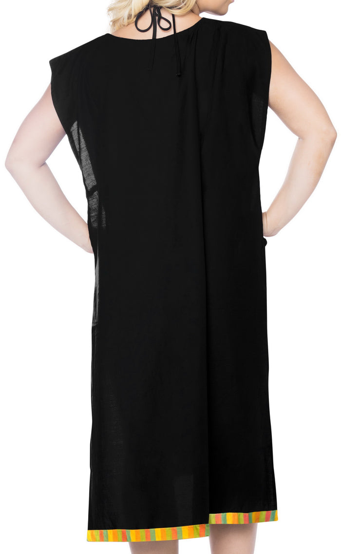 La Leela LA LEELA Women's Beach Swimsuit For Women Cover-ups Printed Bikini Cover-Up Side Cut Yellow Solid Plain Black