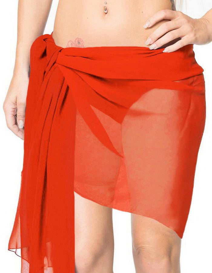 La Leela La Leela Women's Bikini Beach Wrap Hawaiian Sarong Swimming Suit Bathing Pareo Beachwear Dress Cover Up Long 68"x42" Orange 121203