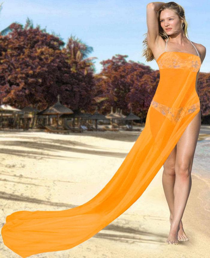 La Leela La Leela Women's Bikini Beach Wrap Hawaiian Sarong Swimming Suit Bathing Pareo Beachwear Dress Cover Up Long 68"x42" Golden 117021