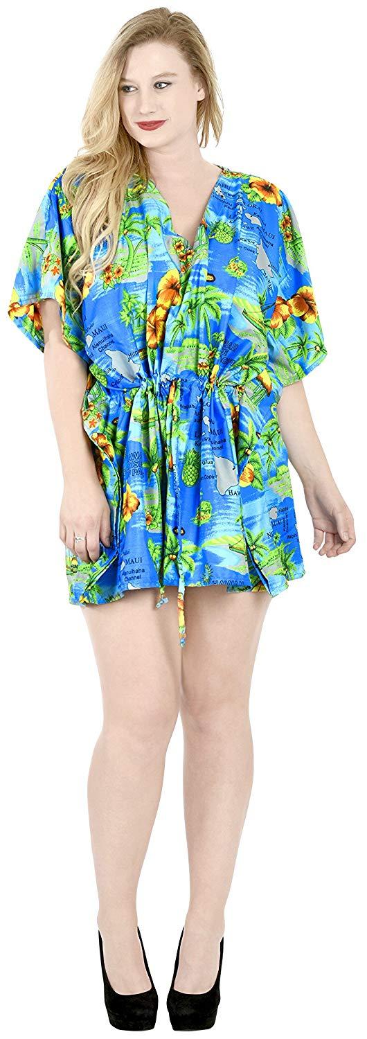 La Leela LA LEELA Women's Bikini Cover Up Dress Swim Beach Wear Caftan Swimsuit Printed