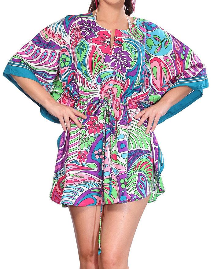 La Leela LA LEELA Women's Bikini Cover Up Dress Swim Beach Wear Caftan Swimsuit Printed