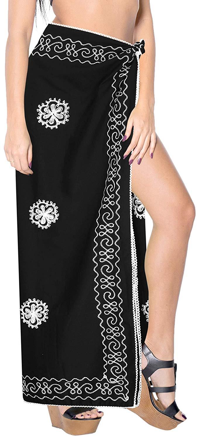 la leela LA LEELA Women's Bikini Cover up Wrap Dress Swimwear Sarong Solid ONE Size