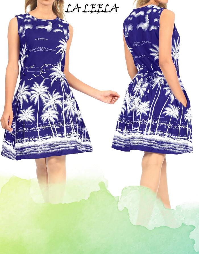 La Leela LA LEELA Women's Bikini Cover-Ups Beach Caftan Dress US 14 [L] Royal Blue_V583