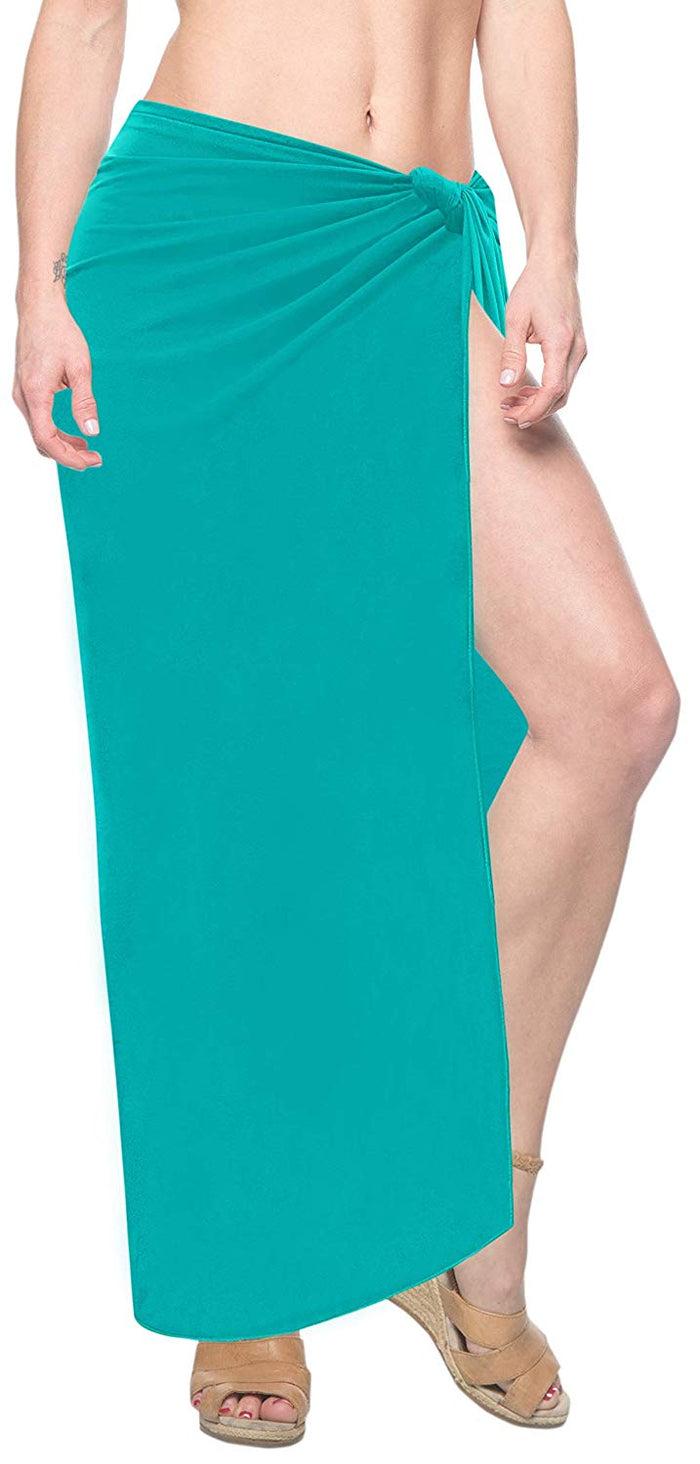 La Leela LA LEELA Women's Bikini Wrap Cover Up Swimsuit Dress Sarong Solid Plus Size