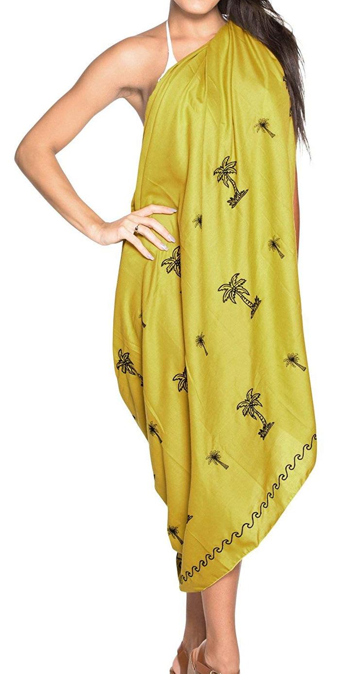 La Leela LA LEELA Women's Bikini Wrap Cover Up Swimsuit Dress Sarong Solid 5 ONE Size