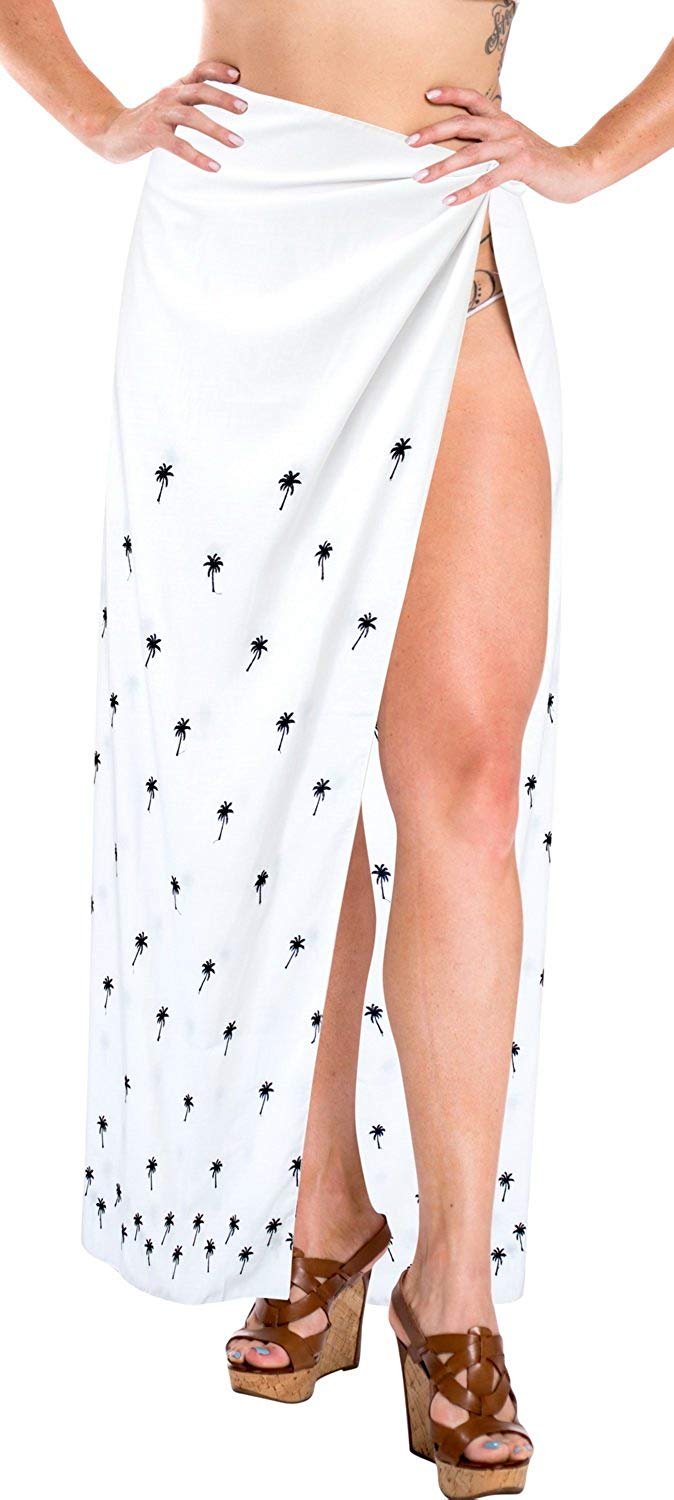 La Leela LA LEELA Women's Bikini Wrap Cover Up Swimsuit Dress Sarong Solid 5 ONE Size