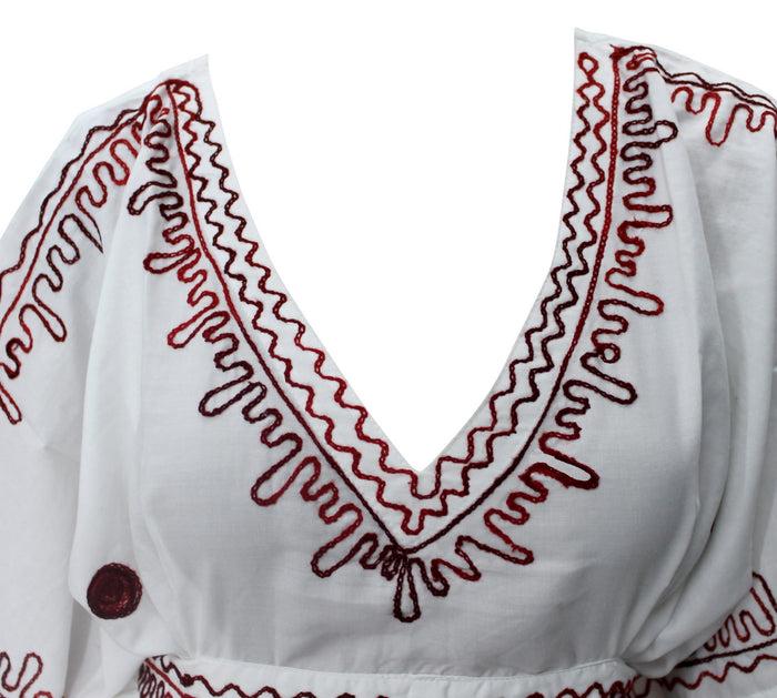 La Leela LA LEELA Women's Cute V-Necks Short Sleeve Casual Tunic Dress For Summer US 10-14 White_T320