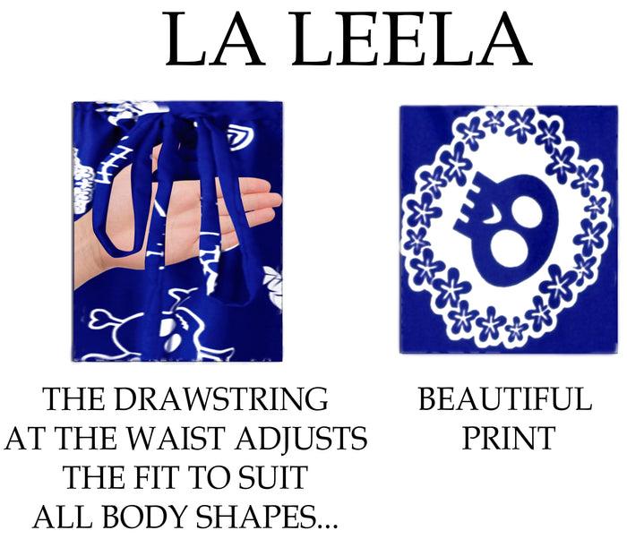 La Leela La Leela Women's Halloween Skull Cross & Pirates Scary Printed Royal Blue Bikini Cover Up