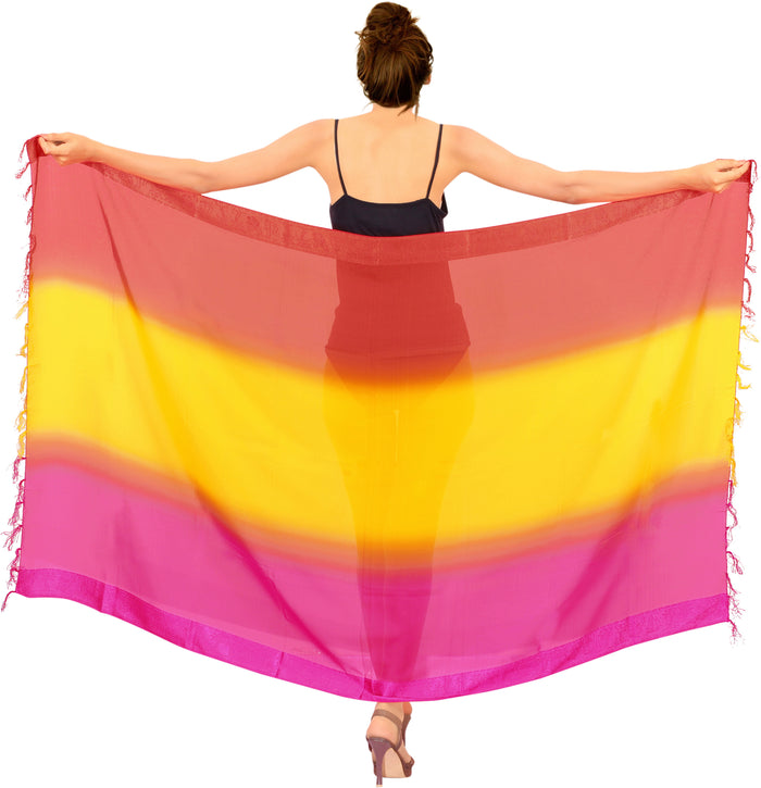 La Leela La Leela Women's Hawaiian Bikini Beach Wrap Sheer Sarong Swimming Bathing Suit Beachwear Swim Dress Pareo Cover Up Long 78"X42" Yellow 912501