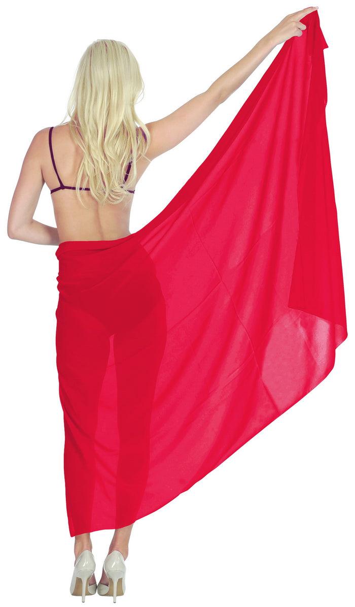 la leela La Leela Women's Hawaiian Bikini Beach Wrap Sheer Sarong Swimming Bathing suit Beachwear Swim Dress Pareo Cover up Long 78"X42" Pink 122597