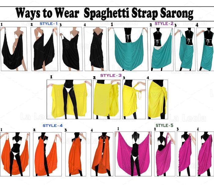 La Leela La Leela Women's Hawaiian Bikini Beach Wrap Sheer Sarong Swimming Bathing Suit Beachwear Swim Dress Pareo Cover Up Long 72"X21" Beige 128534