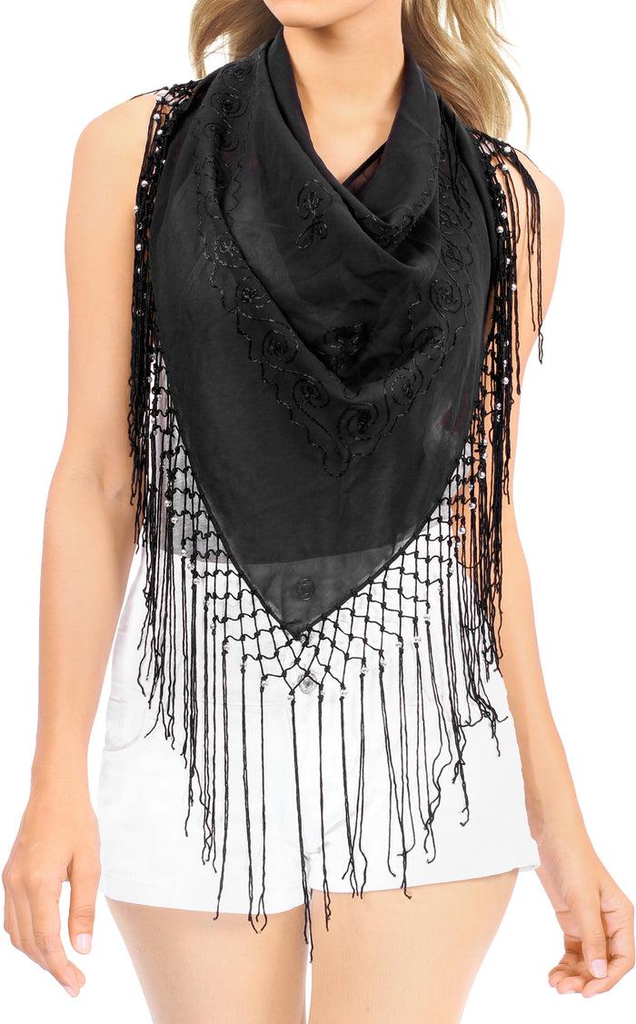 La Leela La Leela Women's Hawaiian Bikini Beach Wrap Sheer Sarong Swimming Bathing Suit Beachwear Swim Dress Pareo Cover Up Long 78"X42" Black 912112