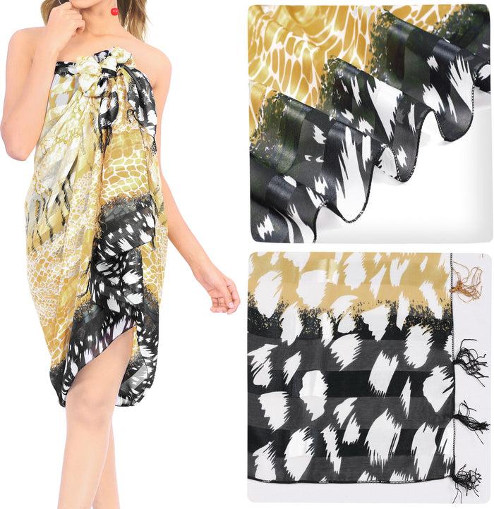 La Leela La Leela Women's Hawaiian Bikini Beach Wrap Sheer Sarong Swimming Bathing Suit Beachwear Swim Dress Pareo Cover Up Long 78"X42" Brown 912130