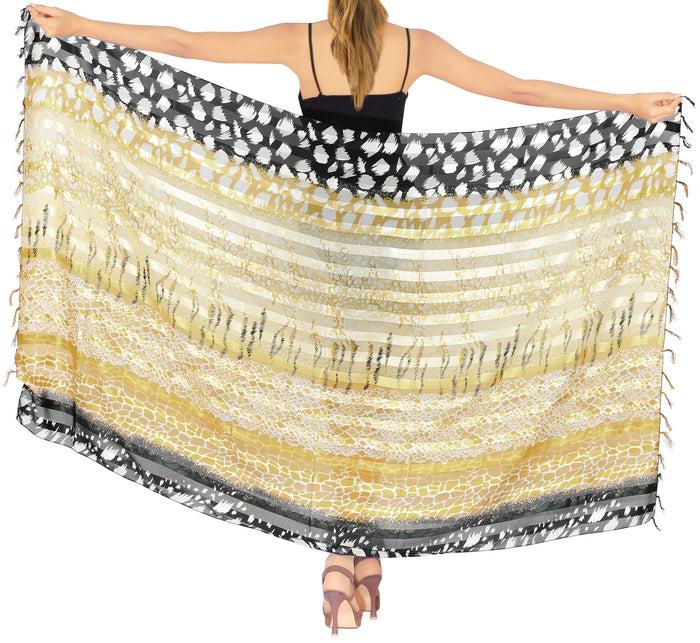 La Leela La Leela Women's Hawaiian Bikini Beach Wrap Sheer Sarong Swimming Bathing Suit Beachwear Swim Dress Pareo Cover Up Long 78"X42" Brown 912130