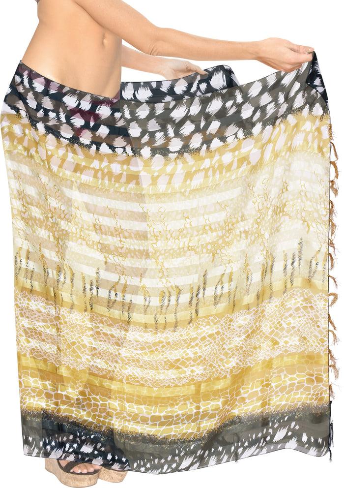 la leela La Leela Women's Hawaiian Bikini Beach Wrap Sheer Sarong Swimming Bathing suit Beachwear Swim Dress Pareo Cover up Long 78"X42" Brown 912130