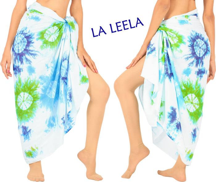 La Leela La Leela Women's Hawaiian Bikini Beach Wrap Sheer Sarong Swimming Bathing Suit Beachwear Swim Dress Pareo Cover Up Long 78"X42" White 913445