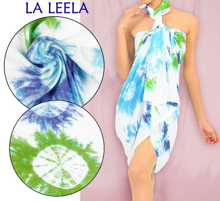 La Leela La Leela Women's Hawaiian Bikini Beach Wrap Sheer Sarong Swimming Bathing Suit Beachwear Swim Dress Pareo Cover Up Long 78"X42" White 913445