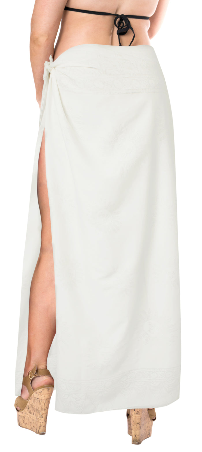 La Leela La Leela Women's Hawaiian Bikini Beach Wrap Sheer Sarong Swimming Bathing Suit Beachwear Swim Dress Pareo Cover Up Long 78"X42" Beige 906860