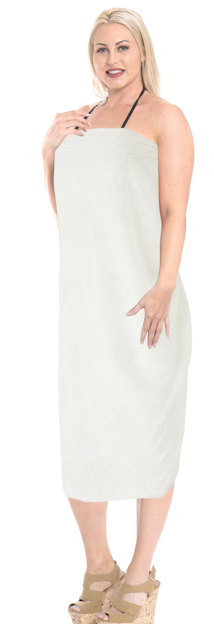 La Leela La Leela Women's Hawaiian Bikini Beach Wrap Sheer Sarong Swimming Bathing Suit Beachwear Swim Dress Pareo Cover Up Long 78"X42" Beige 906860