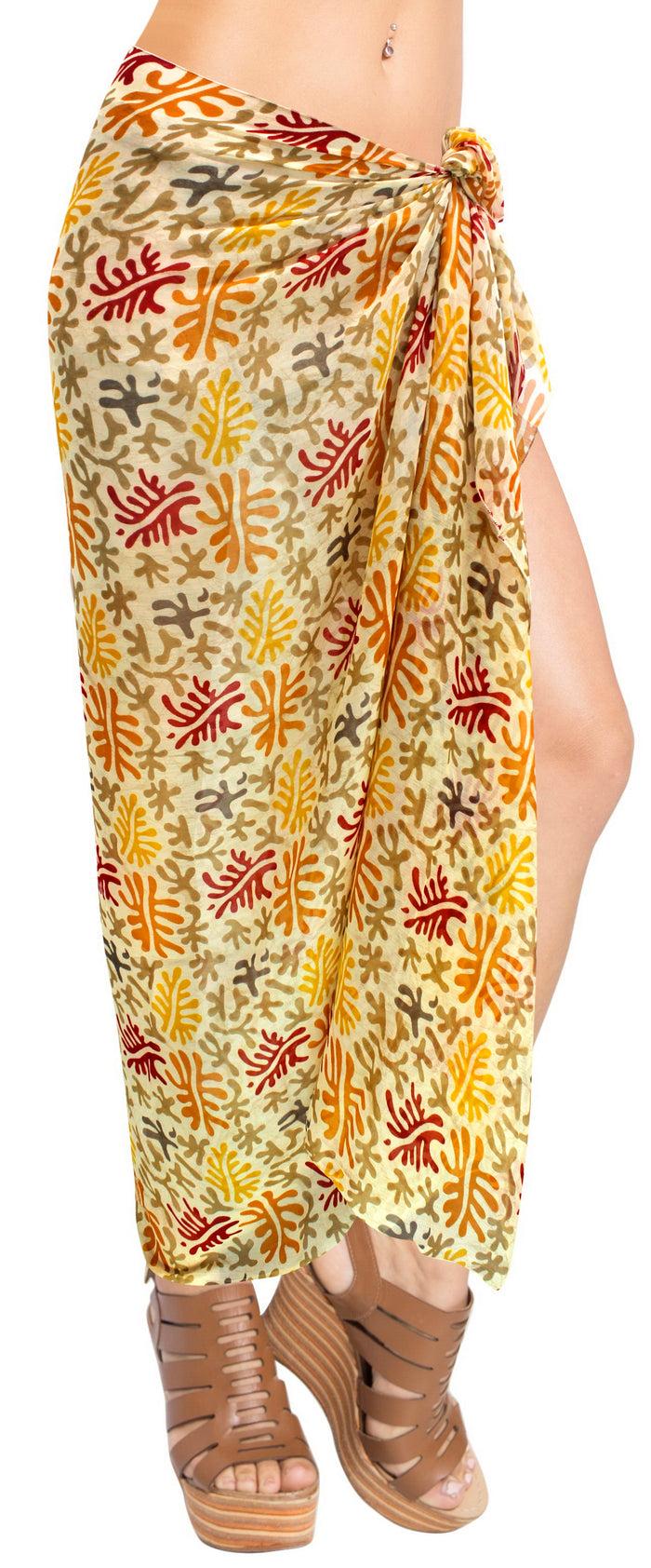 La Leela La Leela Women's Hawaiian Bikini Beach Wrap Sheer Sarong Swimming Bathing Suit Beachwear Swim Dress Pareo Cover Up Long 78"X42" Beige 137780