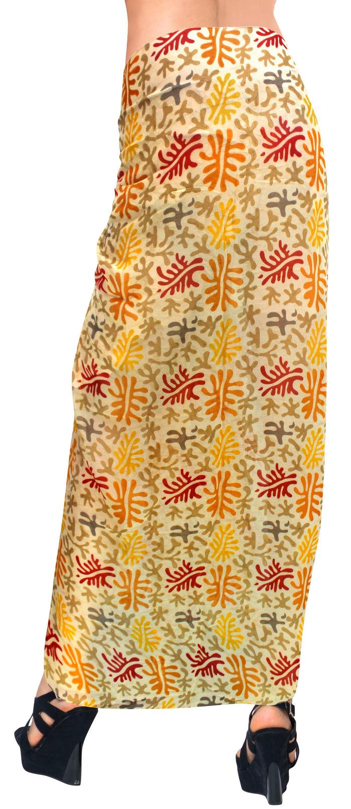 La Leela La Leela Women's Hawaiian Bikini Beach Wrap Sheer Sarong Swimming Bathing Suit Beachwear Swim Dress Pareo Cover Up Long 78"X42" Beige 137780