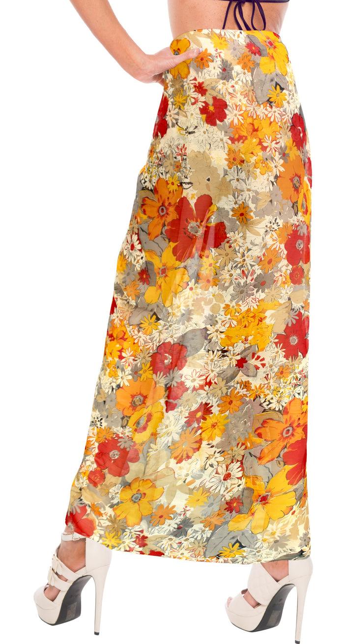 La Leela La Leela Women's Hawaiian Bikini Beach Wrap Sheer Sarong Swimming Bathing Suit Beachwear Swim Dress Pareo Cover Up Long 78"X42" Beige 137734