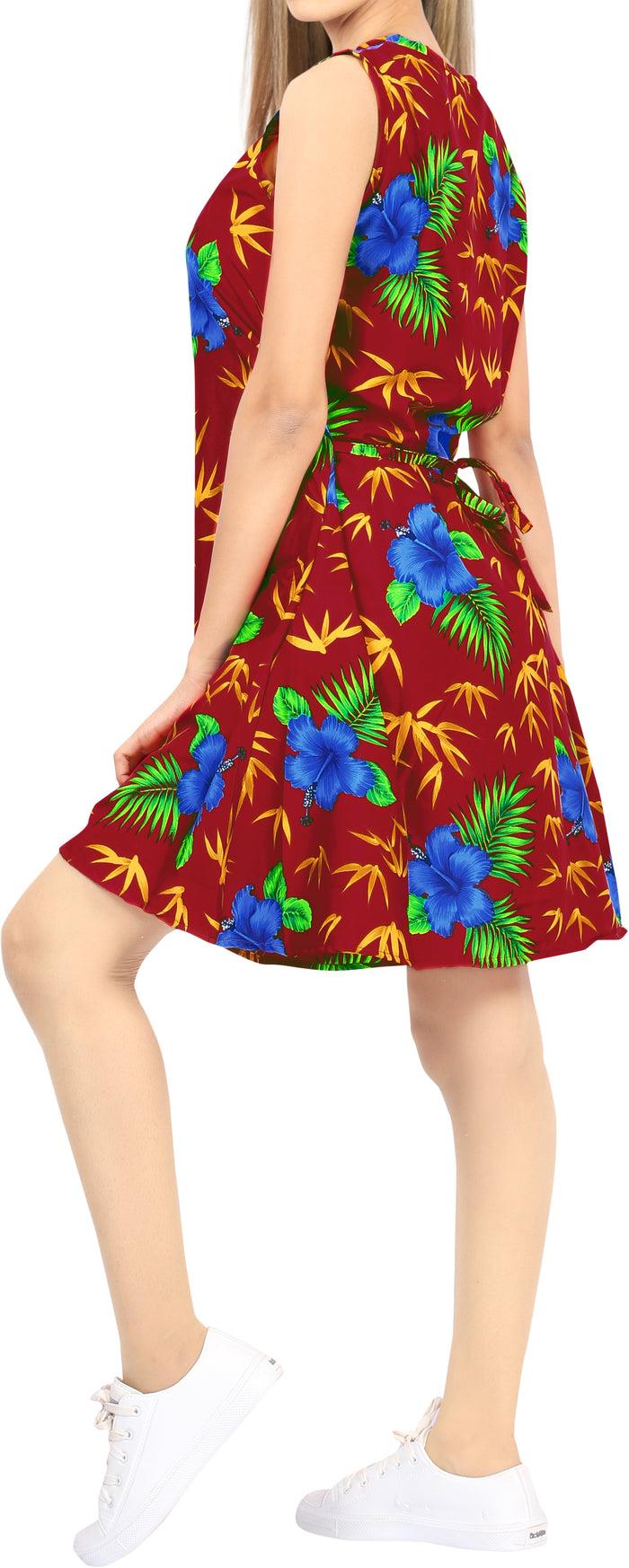 La Leela LA LEELA Women's Kaftan Swimwear Suit Beach Cover Up Swimsuit US 4 [S] Red_V540