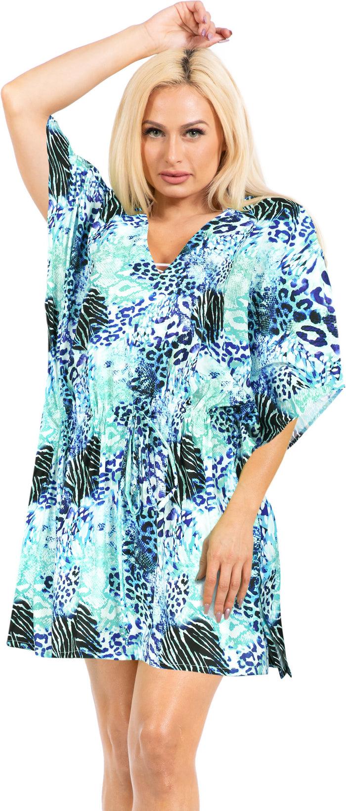 La Leela La Leela Women's Likre Animal Printed Beach Cover Up- One Size Fits The Most (3X-4X)