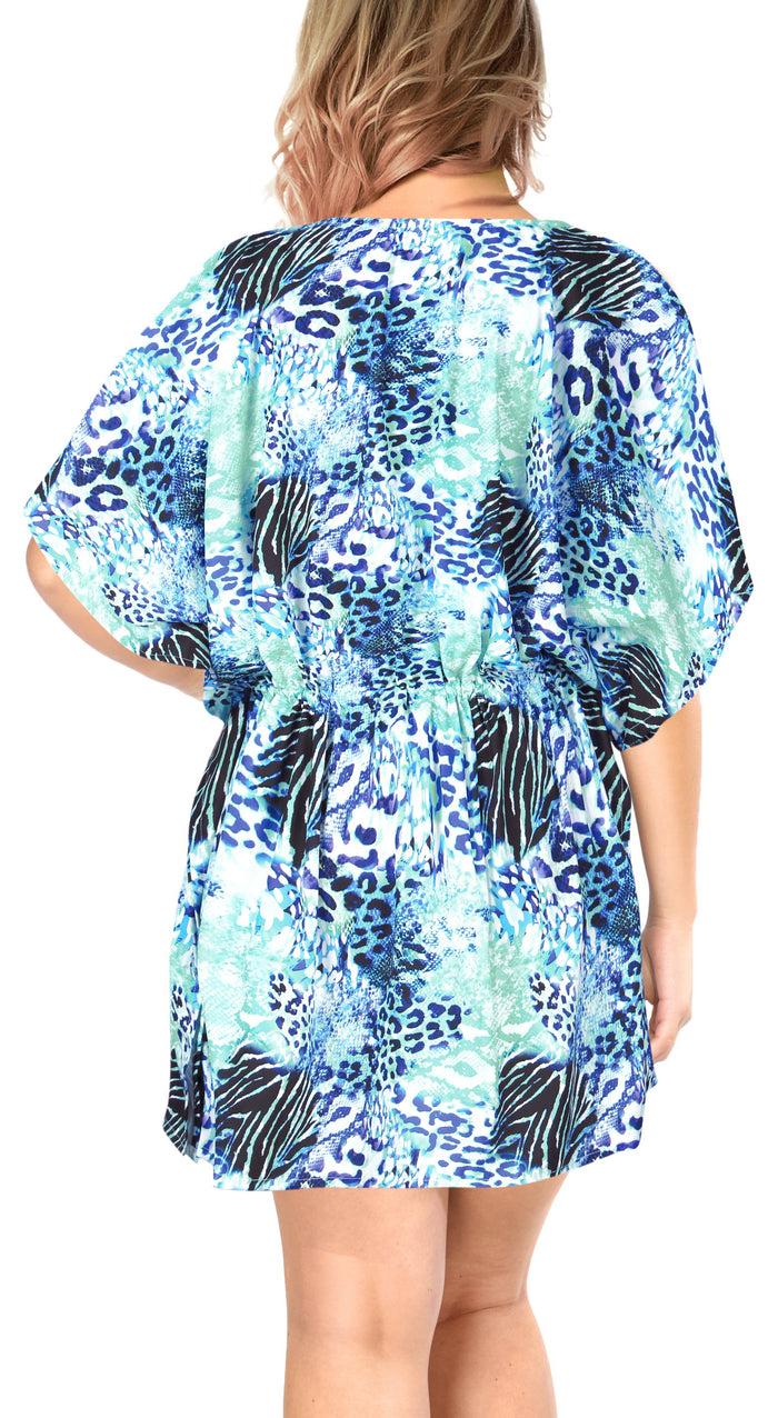 La Leela La Leela Women's Likre Animal Printed Beach Cover Up- One Size Fits The Most (3X-4X)