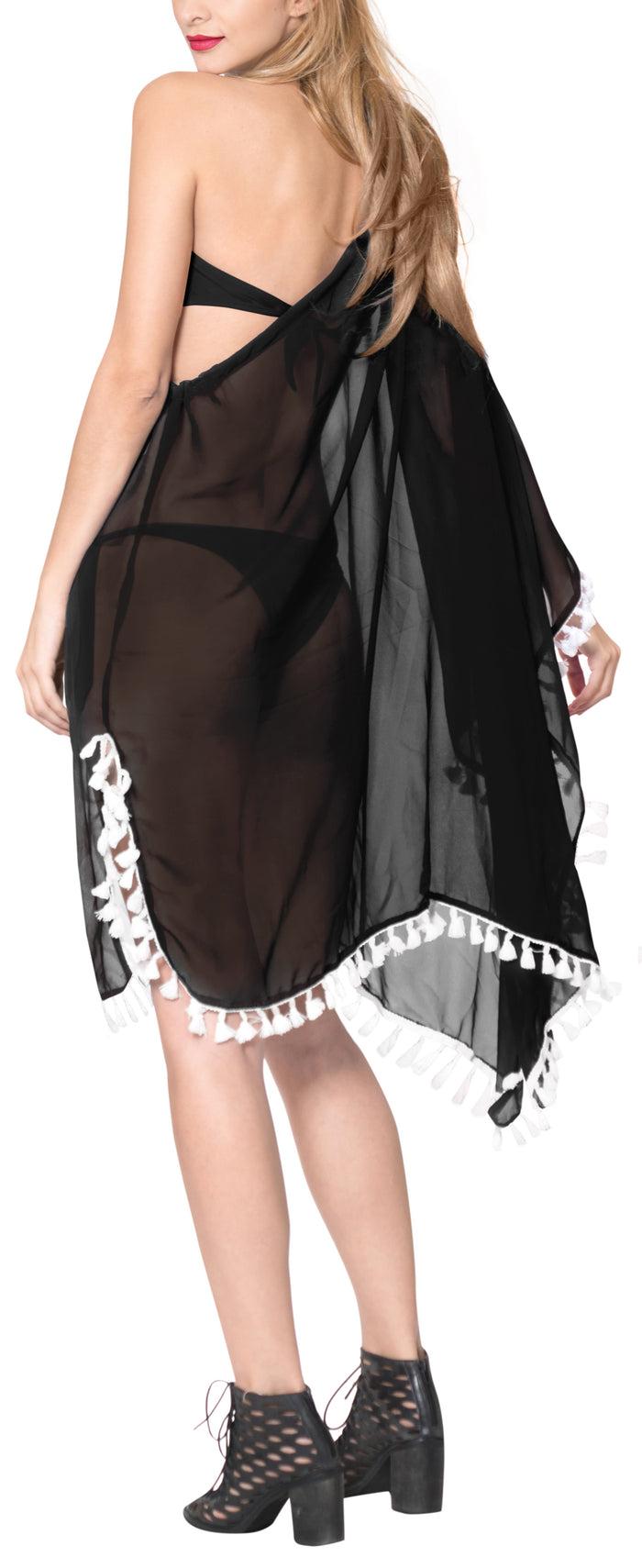 La Leela LA LEELA Women's Loose Beach Wear Bathing Suit Cover-up 1X-2X Black-AC682