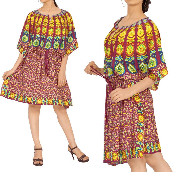 La Leela La Leela Women's Mandala Printed Everyday Fall Coverup Dress Top Blouse 2x-3x