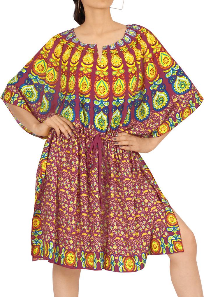 la leela La Leela Women's Mandala Printed Everyday Fall Coverup Dress Top Blouse 2x-3x