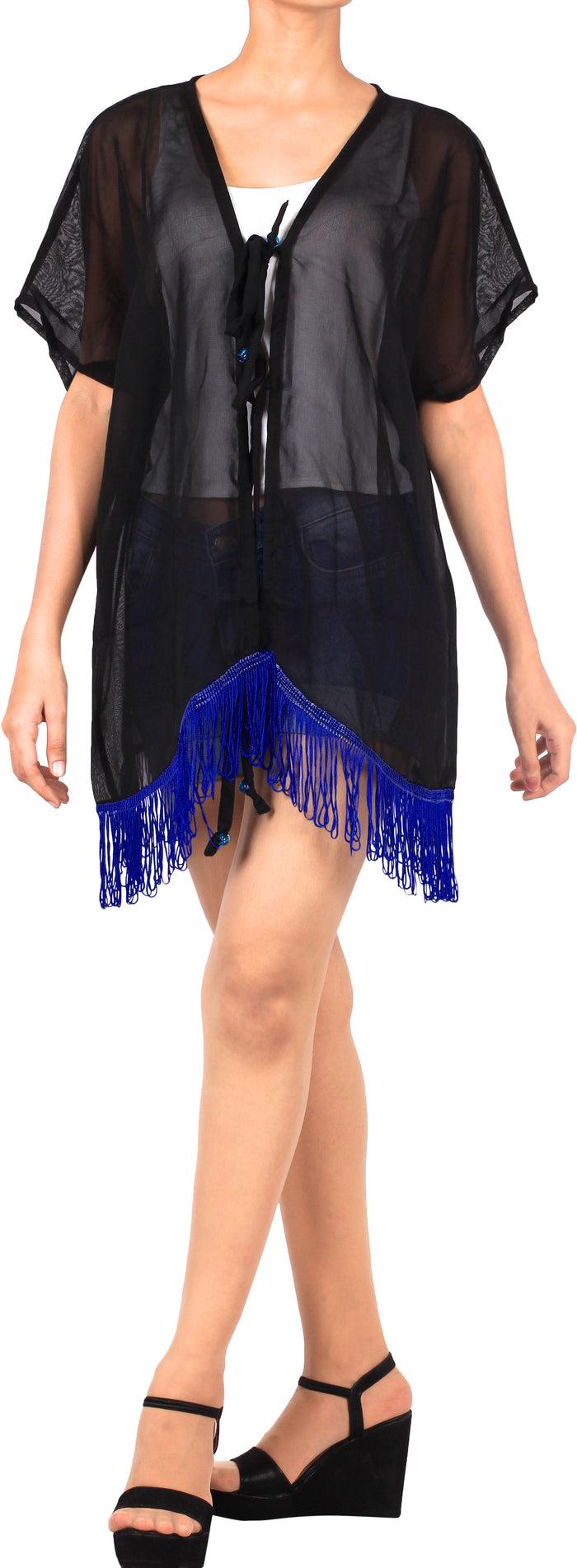 la leela LA LEELA Women's Open Front Holiday Kimono Cardigans XL-XXL Blue Horizon-AB790