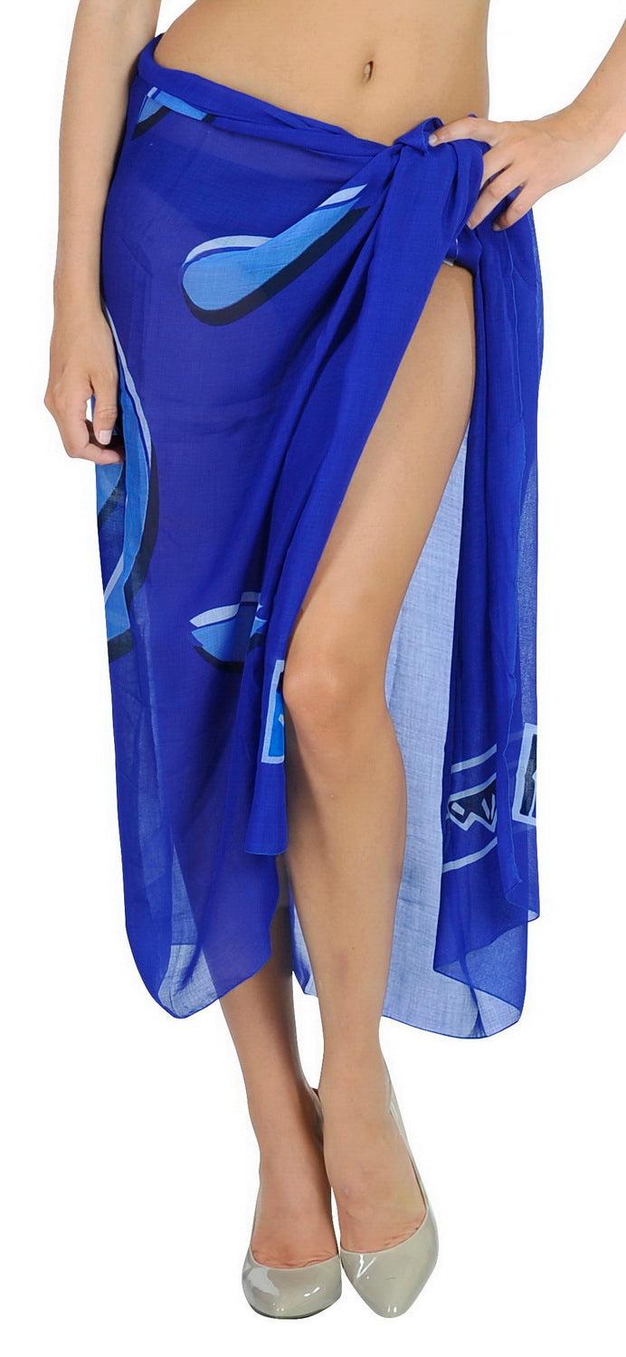 la leela LA LEELA Women's Plus Size Bathing Suit Cover Up Beach Sarong One Size Blue_T614
