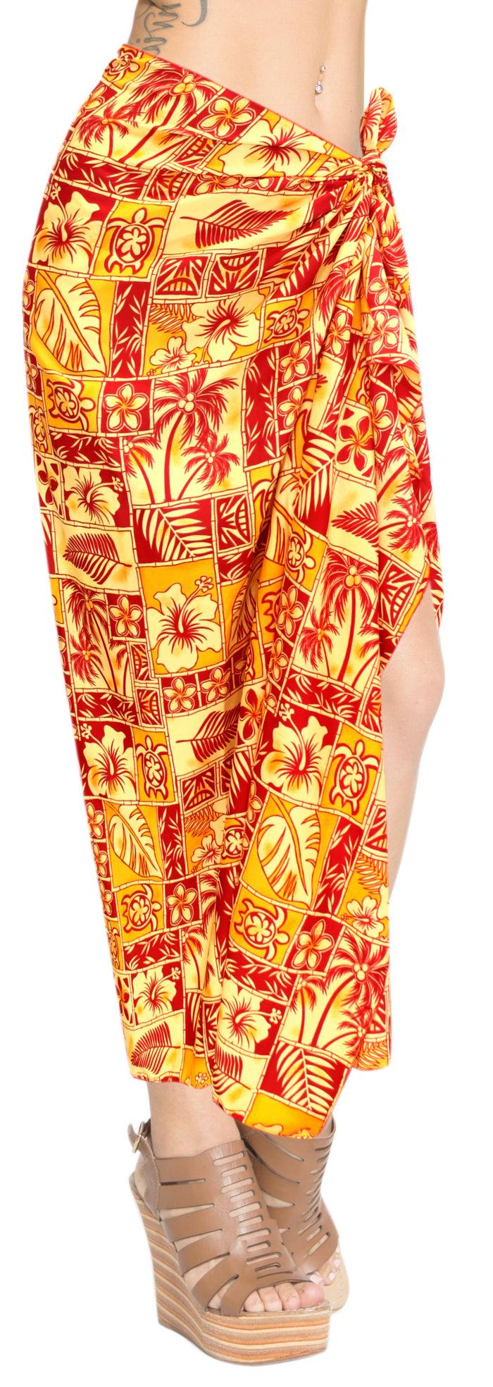 La Leela LA LEELA Women's Printed Fashionable Stylish Pareo Sarong Beachwear Wrap Swimsuit BIkini Cover Up