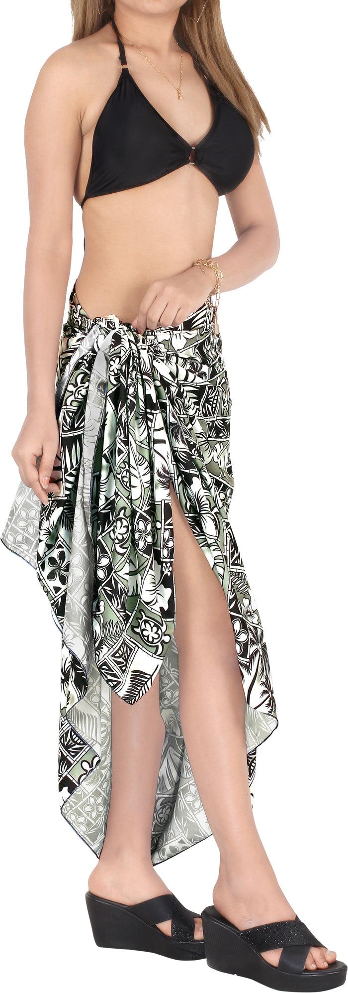 la leela LA LEELA Women's Printed Fashionable Stylish Pareo Sarong Beachwear Wrap Swimsuit BIkini Cover up