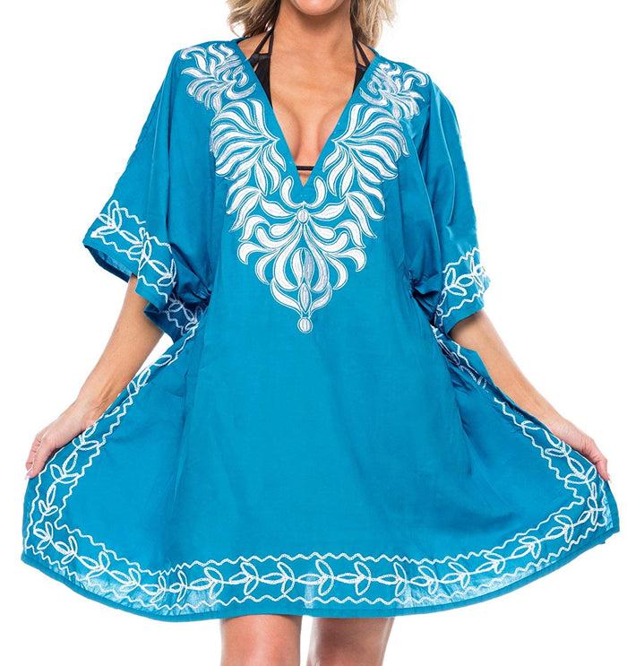 La Leela LA LEELA Women's Rayon Beach Cover Up Swimsuit Kimono Cardigan With Bohemian Floral Print