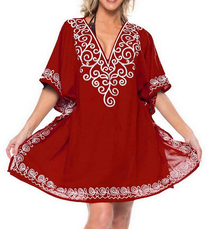 La Leela LA LEELA Women's Rayon Beach Cover Up Swimsuit Kimono Cardigan With Bohemian Floral Print