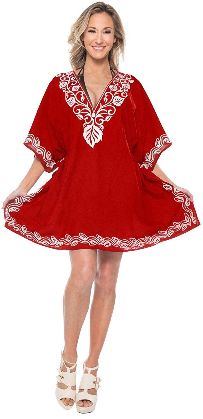 la leela LA LEELA Women's Rayon Beach Cover up Swimsuit Kimono Cardigan with Bohemian Floral Print