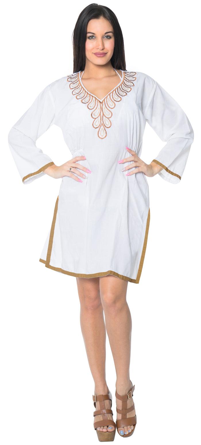 La Leela LA LEELA Women's Rayon Beachwear Bikini Swimwear Beach Club V-Neck Lace Cover Up Skirt Bathing Suit