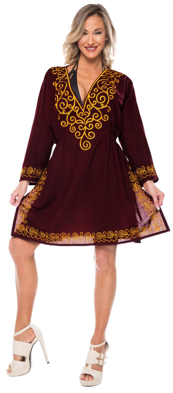 La Leela LA LEELA Women's Rayon Beachwear Bikini Swimwear Beach Club V-Neck Lace Cover Up Skirt Bathing Suit