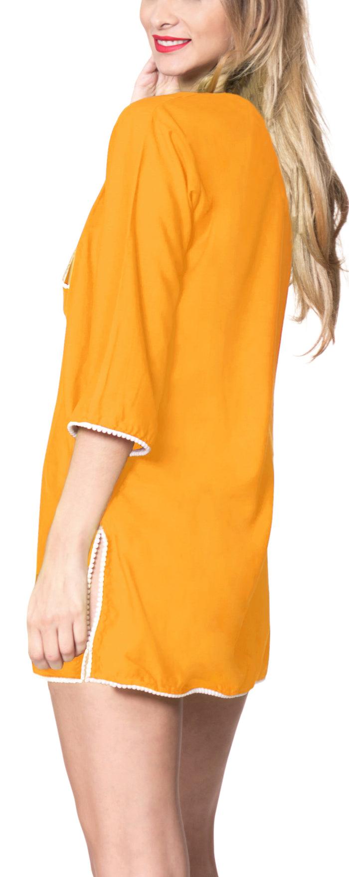 La Leela LA LEELA Women's Rayon Casual Beachwear Cover-up V Neck Saddle Sleeve Knee Lengt