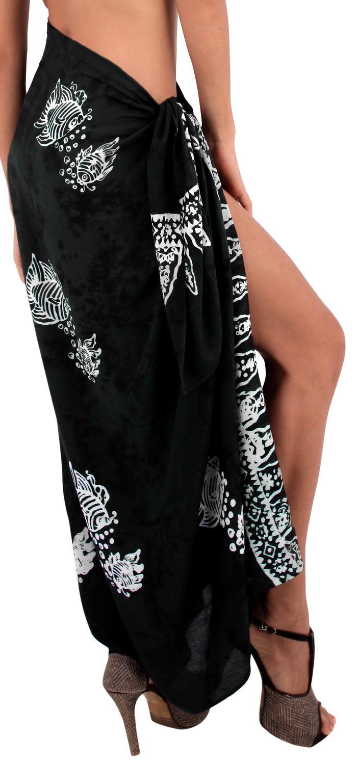La Leela LA LEELA Women's Sarong Dress Coverup Tie Pareo Beach Wrap Swimsuits Hand Paint