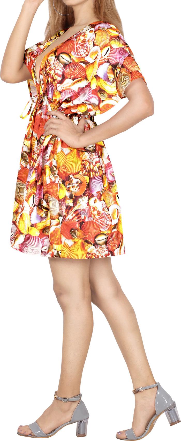 La Leela La Leela Women's Shell Printed Beach Cover Up Dress Multicolor