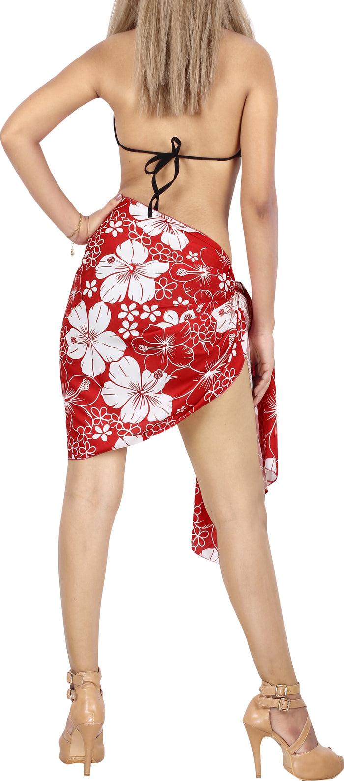 La Leela LA LEELA Women's Short Sarong Beach Cover Up Printed Bikini Wrap