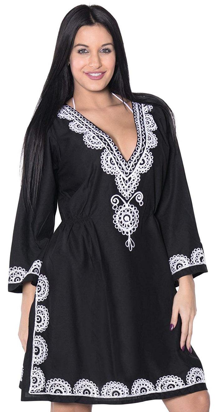 La Leela LA LEELA Women's Summer Casual Loose Swing T- Beach Sundress Kaftan Cover Up