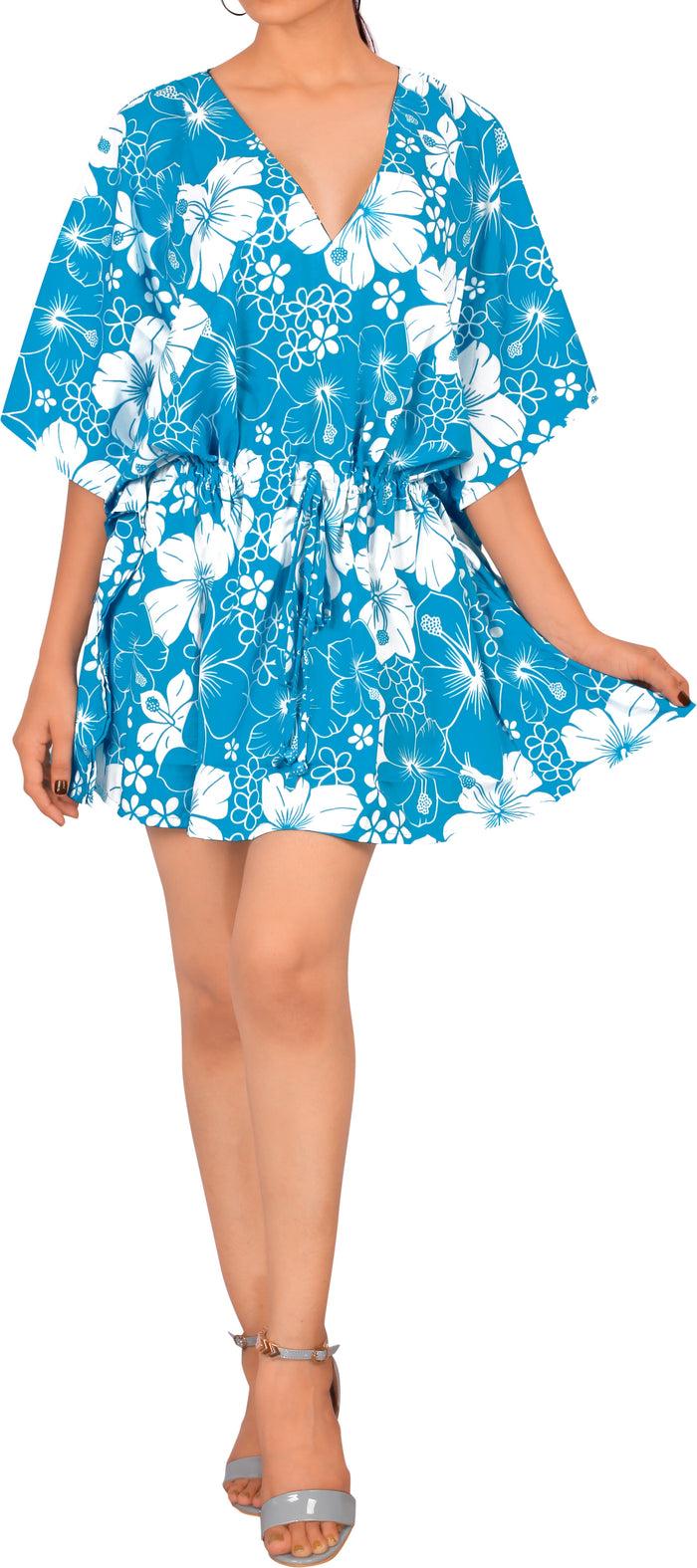 La Leela La Leela Women's Summer Hawaiian Floral Printed Cover Up -One Size Fits The Most (3X-4X)