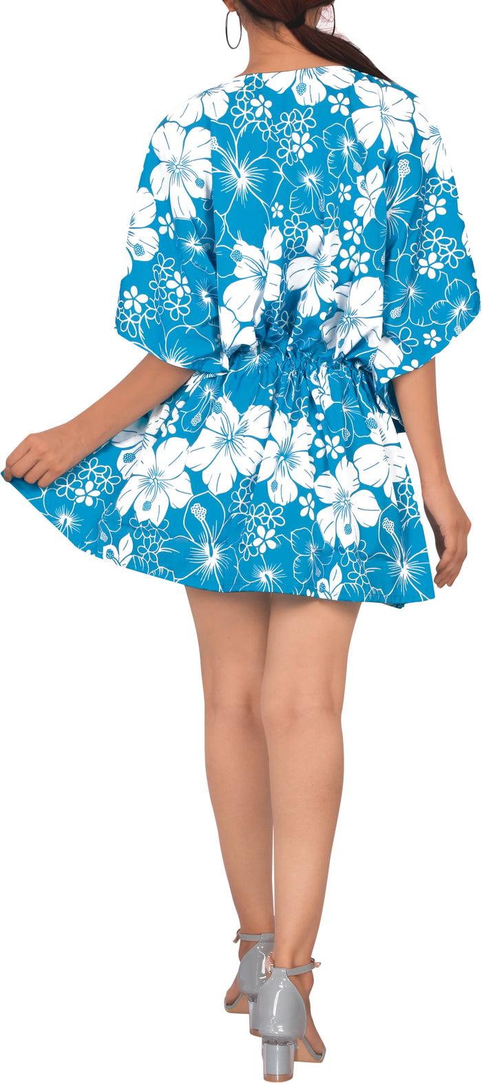 La Leela La Leela Women's Summer Hawaiian Floral Printed Cover Up -One Size Fits The Most (3X-4X)