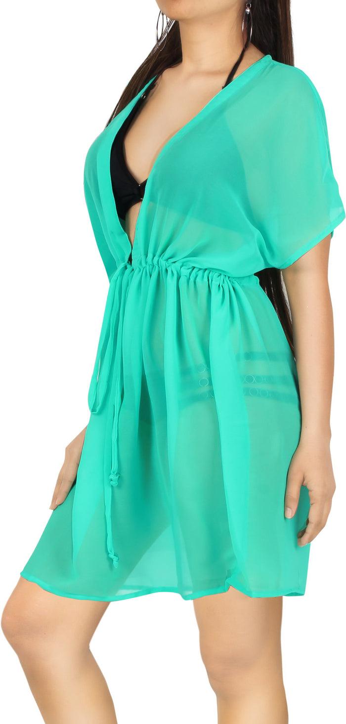 La Leela LA LEELA Women's Summer Sheer Green Chiffon Cover Up Beach Swimsuit Bikini Wrap